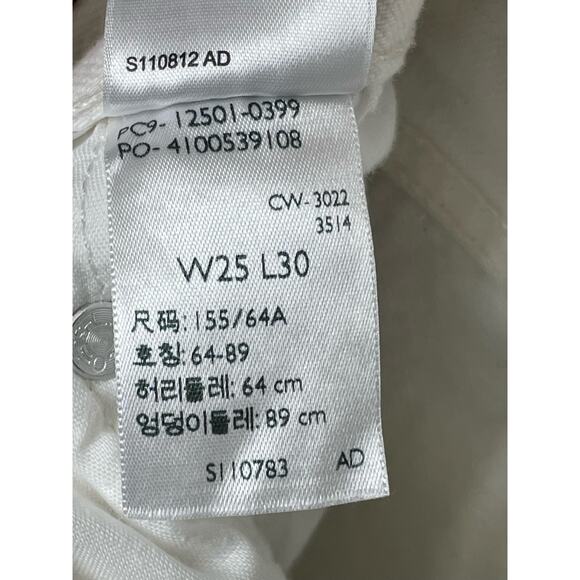 Levi's 501 Womens White Jeans Distressed Size 25 Button Fly Ripped Knee Fray Hem - Picture 5 of 6